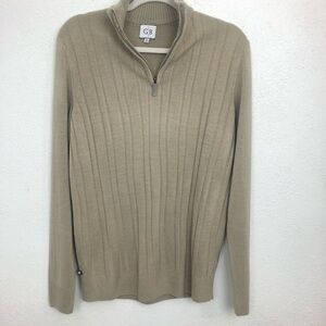 Geoffrey Beene Mens Tan 1/4 length Zipper Sweater Size M